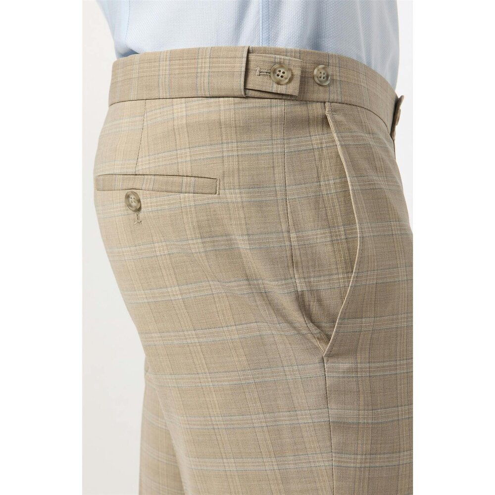 Alexandre Silver Alexandre Tailored Fit Stone Blue Check Trousers