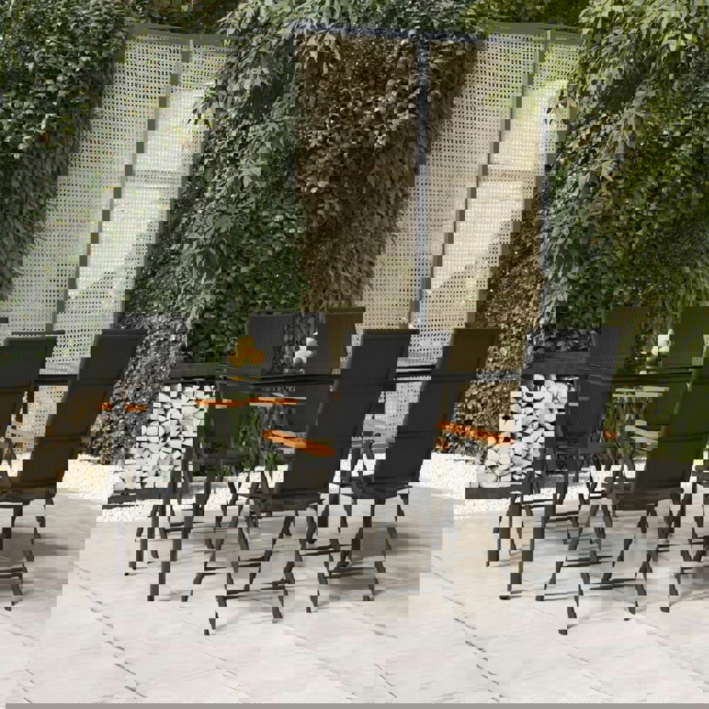 Berkfield 5 Piece Garden Dining Set Black and Brown Poly Rattan