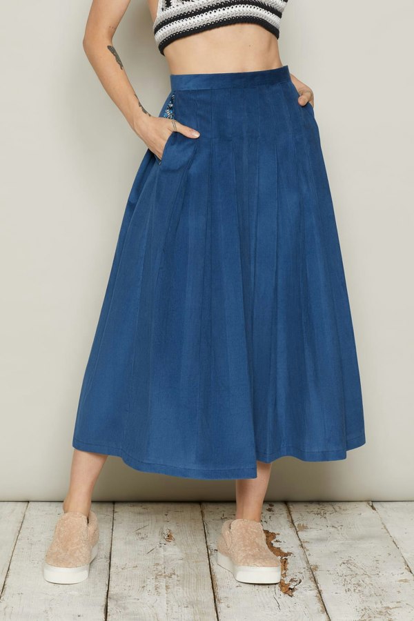 Bo Carter Dagfari Organic Corduroy Skirt - Blue