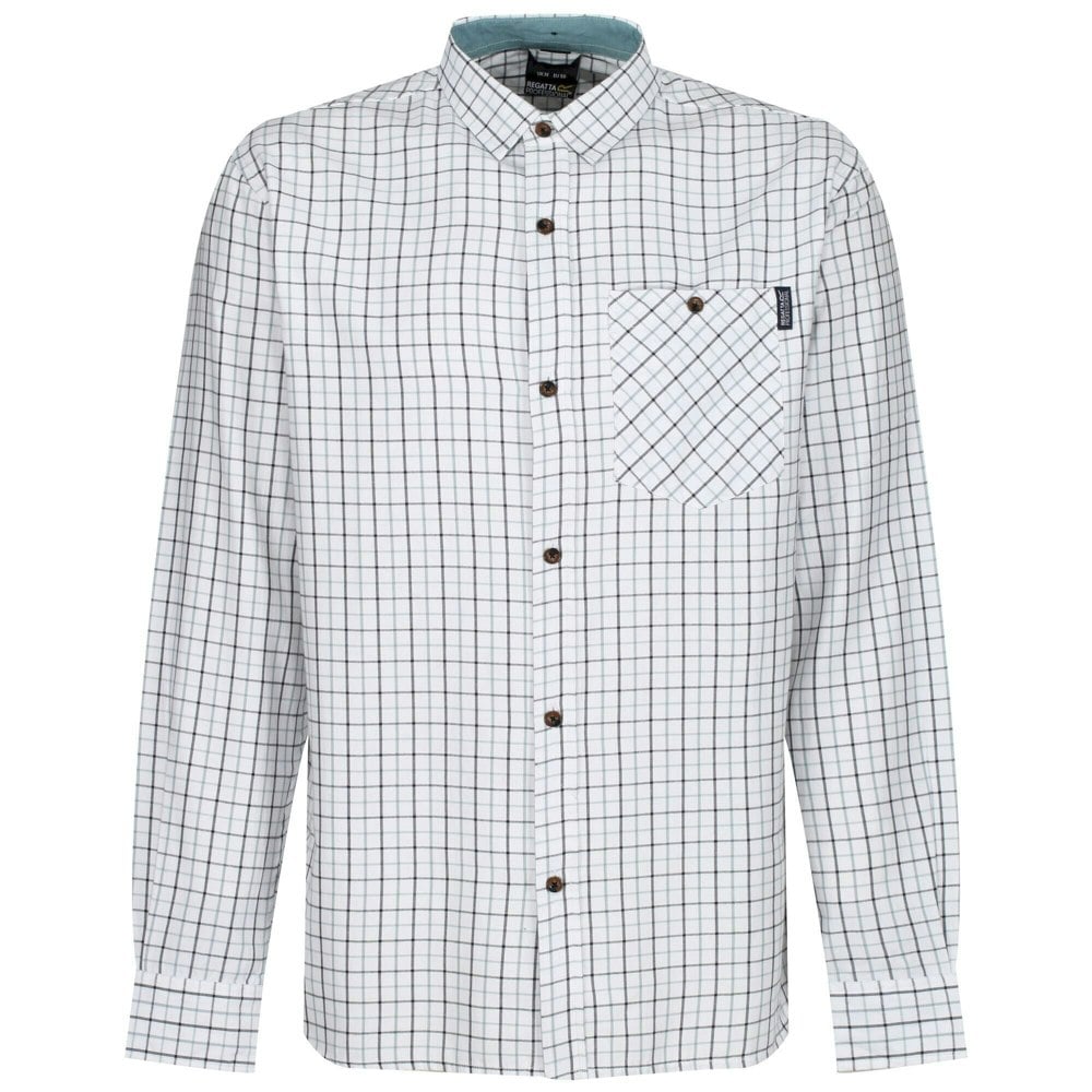 Regatta Mens Tattersall Checked Shirt - White/Blue