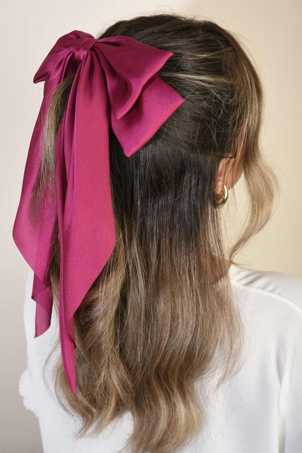 Winona Elegant Big Bow Hair Clips - Magenta