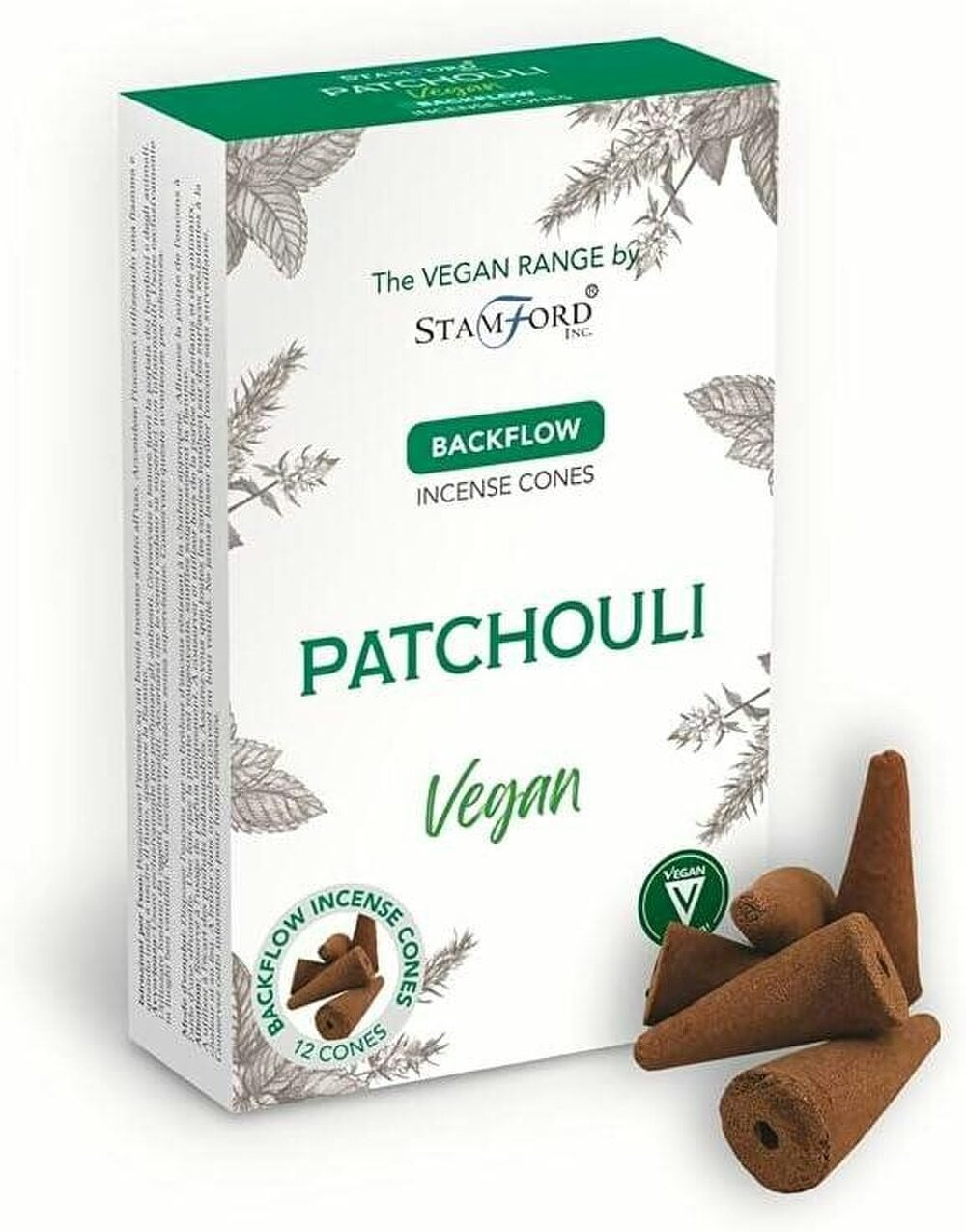 Stamford Vegan Patchouli Backflow Incense Cones, 6 packs x 12 cones