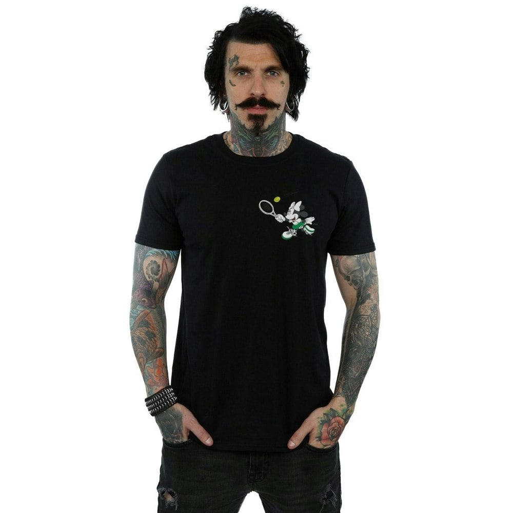 Disney Mens Minnie Mouse Tennis Breast Print T-Shirt - Black