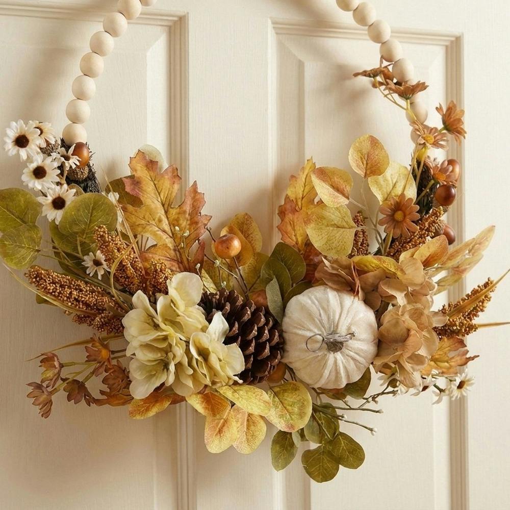 Garden Greatness Beaded Autumnal Foliage Display Wreath