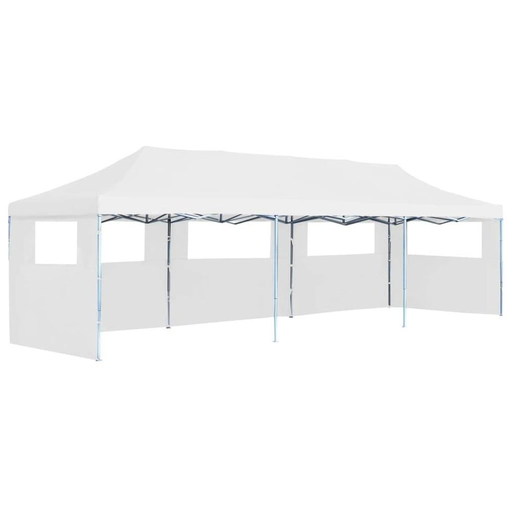 Berkfield Folding Pop-up Party Tent with 5 Sidewalls 3x9 m White