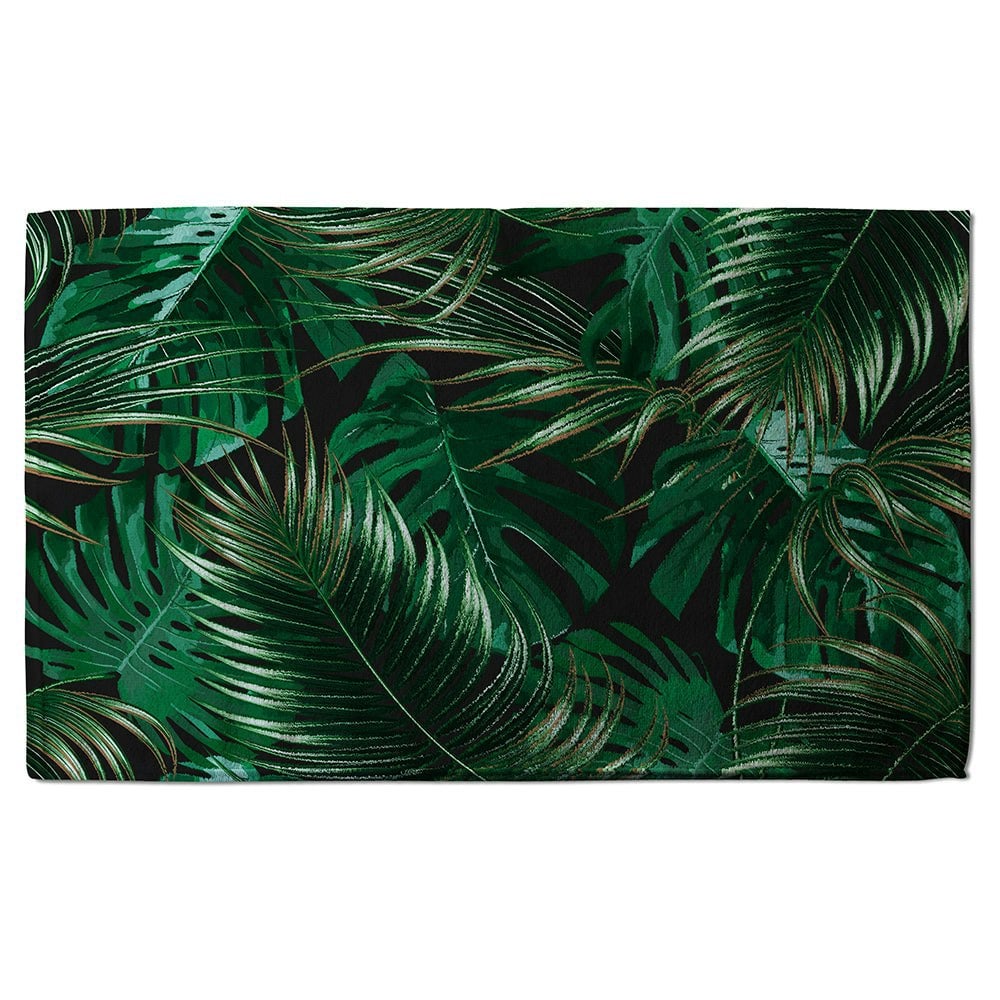Benjamin Tate Design Tropical Leaves on Black (Bath Towel)