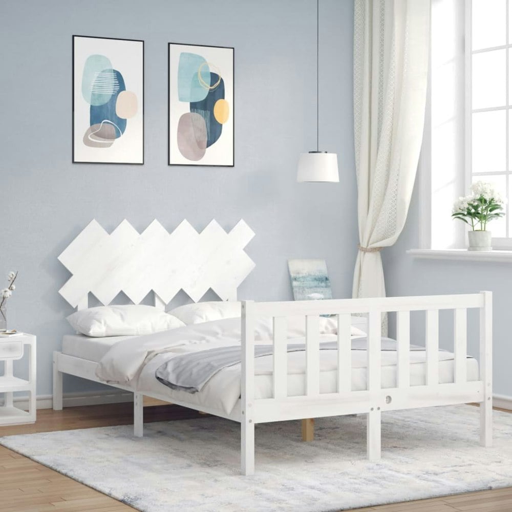 Berkfield Bed Frame with Headboard White 120x200 cm Solid Wood