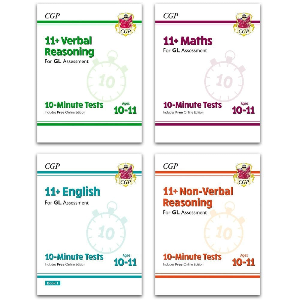 11+ GL 10-Minute Tests Age 10-11 4 Books: Maths, English, Verbal Reasoning, Non-Verbal Reasoning