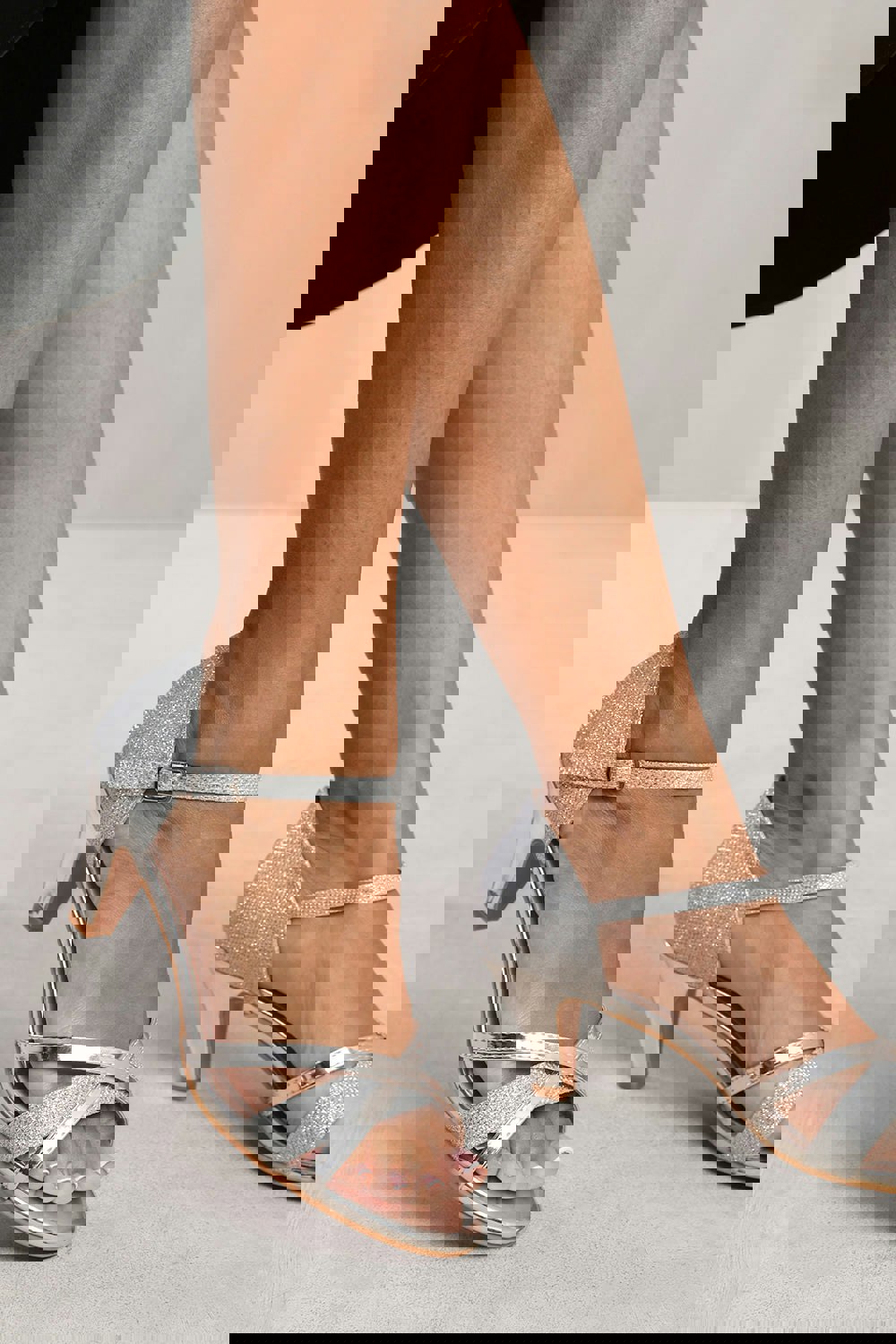 Where's That From Yardley Mid High Heel With Buckle Ankle Strap In Silver