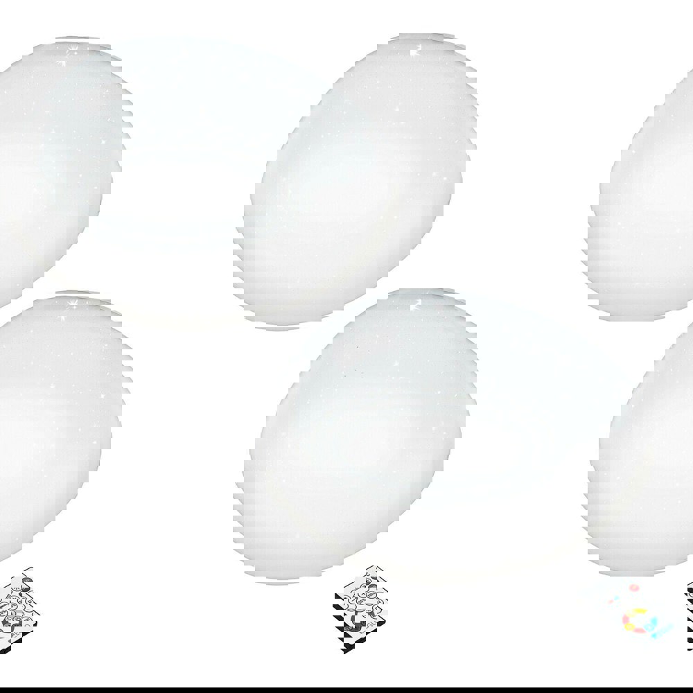 2 PACK Flush Ceiling Light White Shade White Plastic With Crystal Effect LED 21W Loops