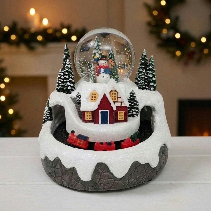 Garden Greatness Mountain Scene Snow Globe with Lights () Statement Light