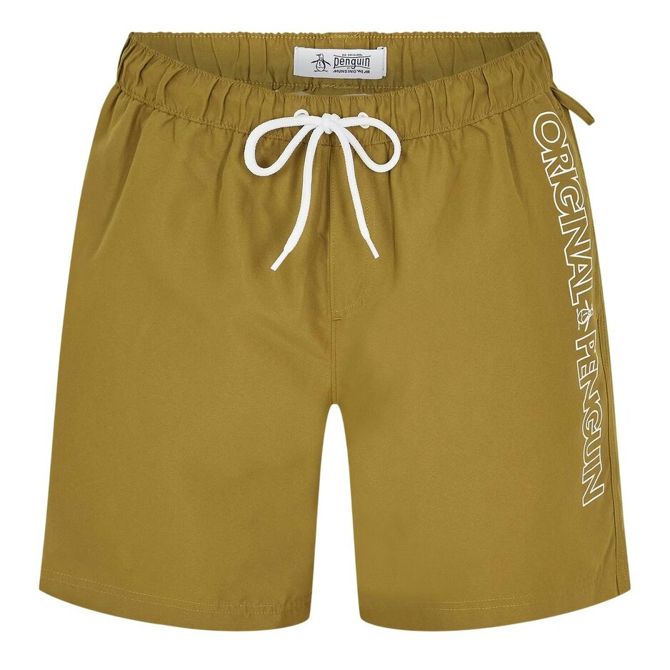 Original Penguin Mens Logo Swim Shorts - Olive Branch - Olive Branch - 100% Polyester