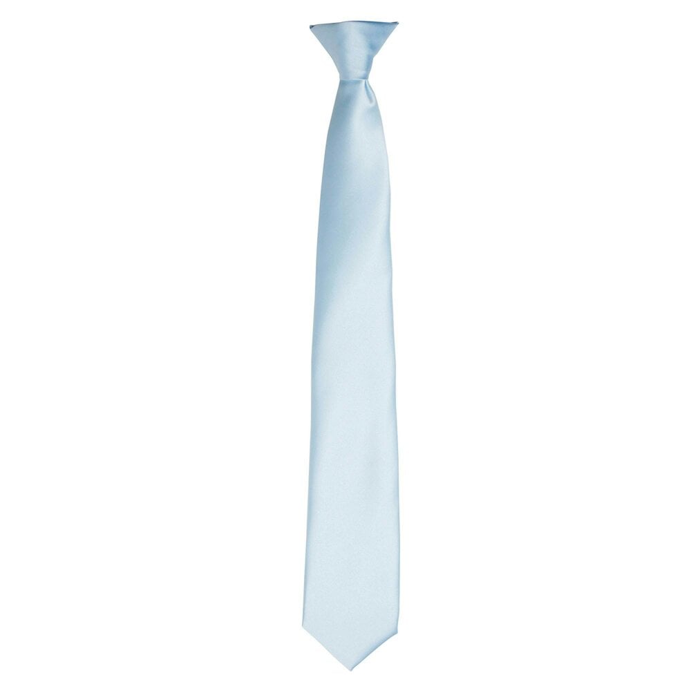 Premier Colours Mens Satin Clip Tie - Light Blue - One size - Light Blue