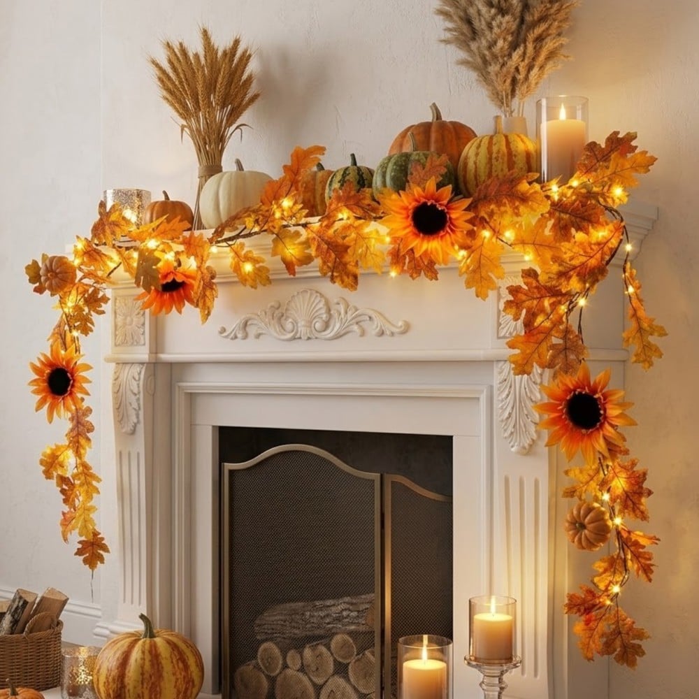 Garden Greatness Autumn Sunflower Lighted Garland