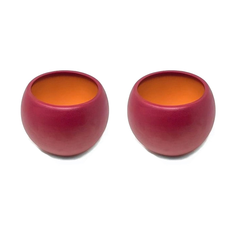 Verano Spanish Ceramics Indoor Textured Round Plant Pots  - Maroon