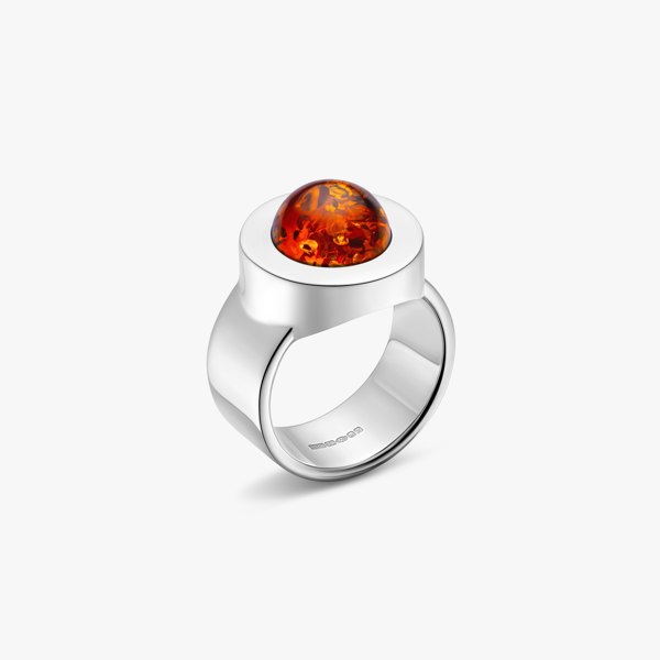 amber ring in sterling silver