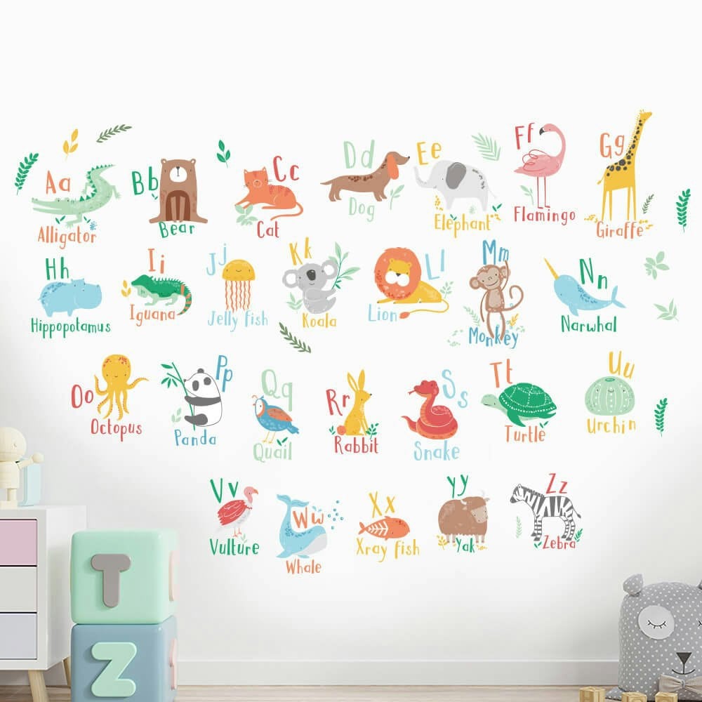 Animal Alphabet Wall Stickers Wall stickers - Happy Linen Company