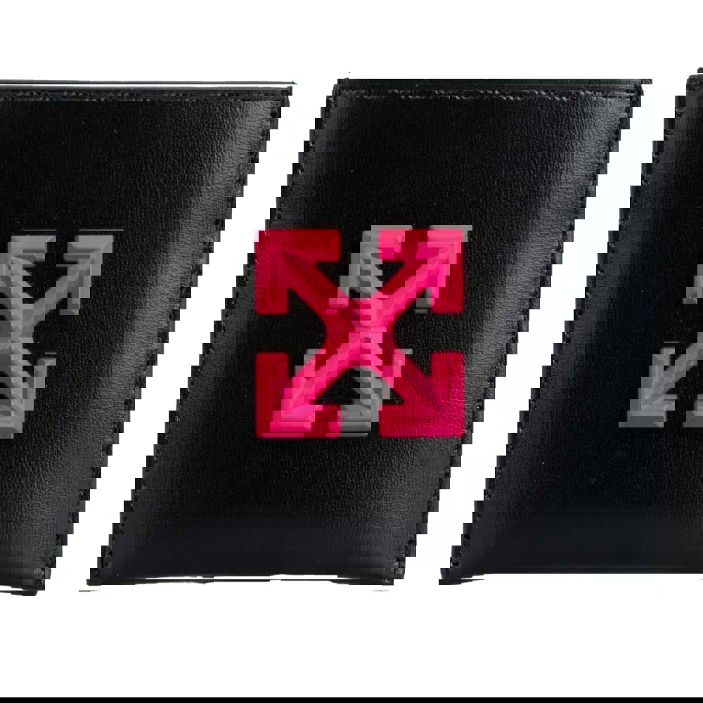 Off White Jitney Simple Logo Leather Card Holder - Black/Pink