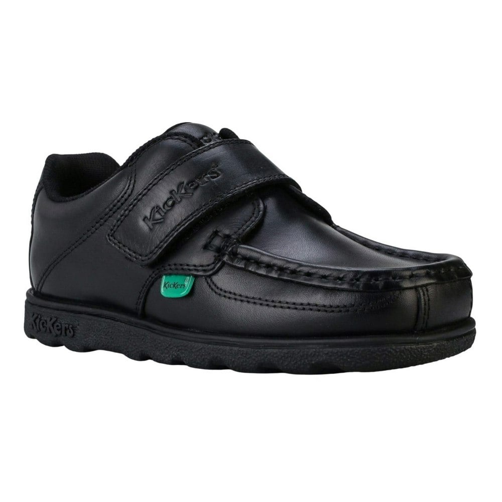 Kickers Boys Fragma Lo Leather Straps Shoes - Black