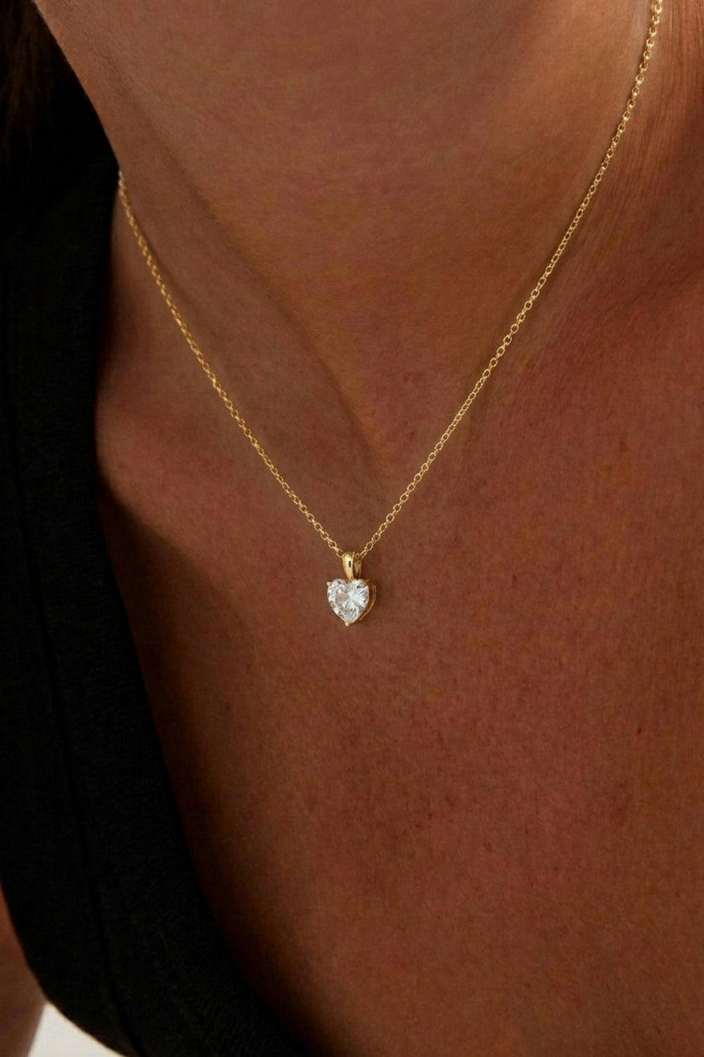 Gold Plated Diamond Heart Pendant Necklace
