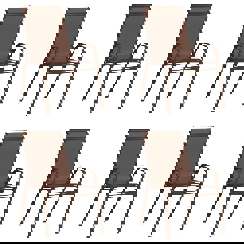 Berkfield Stackable Garden Chairs 4 pcs Brown Textilene Fabric