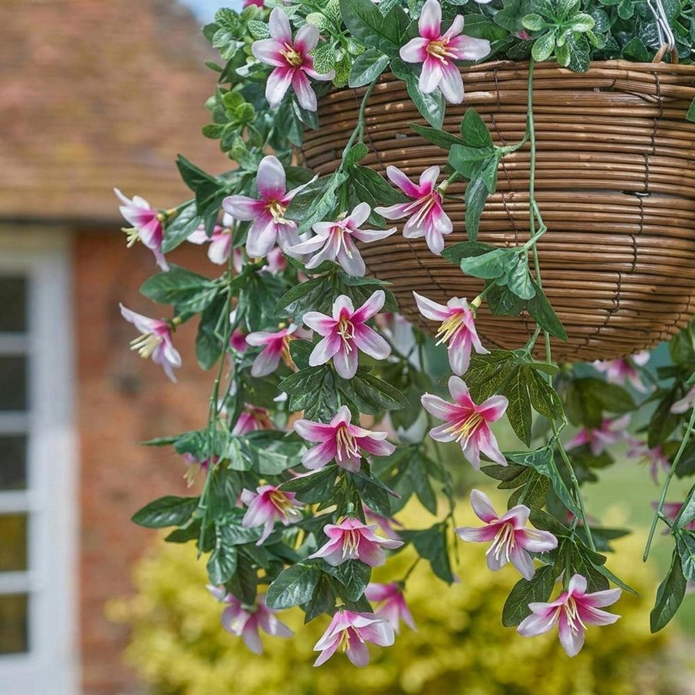Garden Greatness Star Gazing Lilies Artificial Hanging Basket