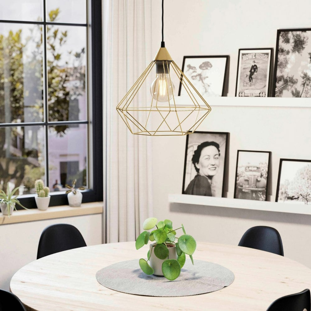 EGLO Tarbes Wire-Frame Diamond Single Pendant Light