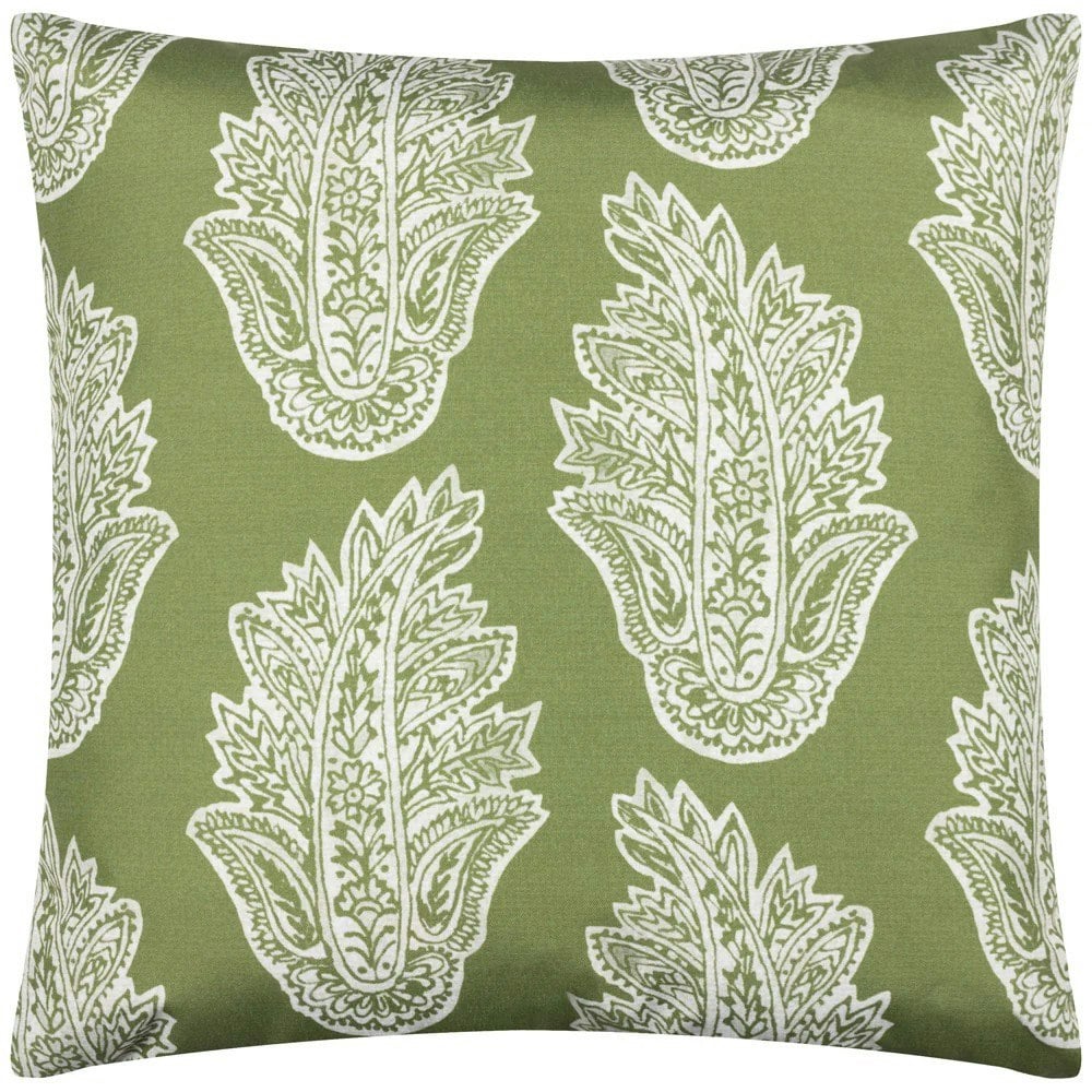 Paoletti Kalindi Paisley Outdoor Cushion Cover - Olive