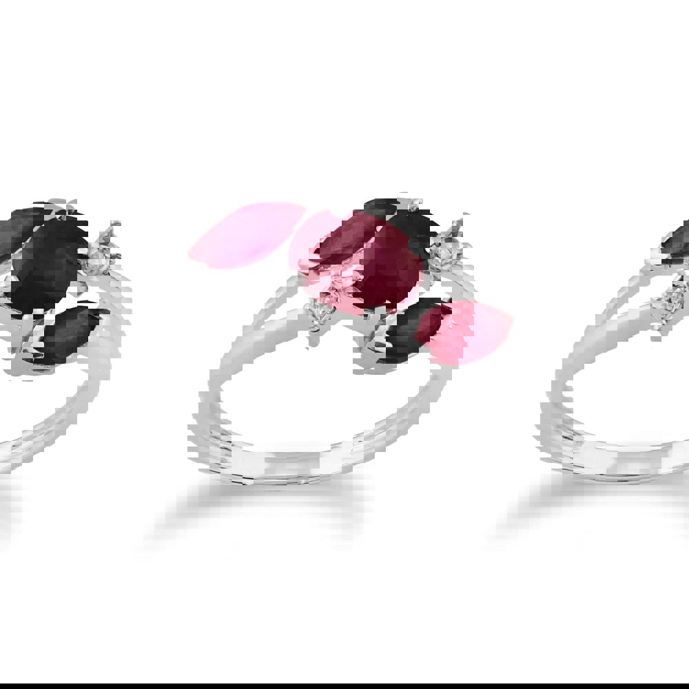 Ring Ruby Diamond Oval White Gold