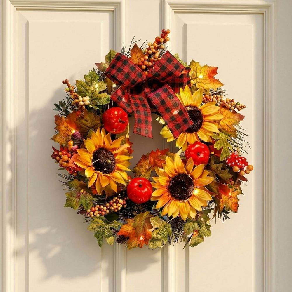 Garden Greatness Springtime Illuminated Autumn Harvest Wreath