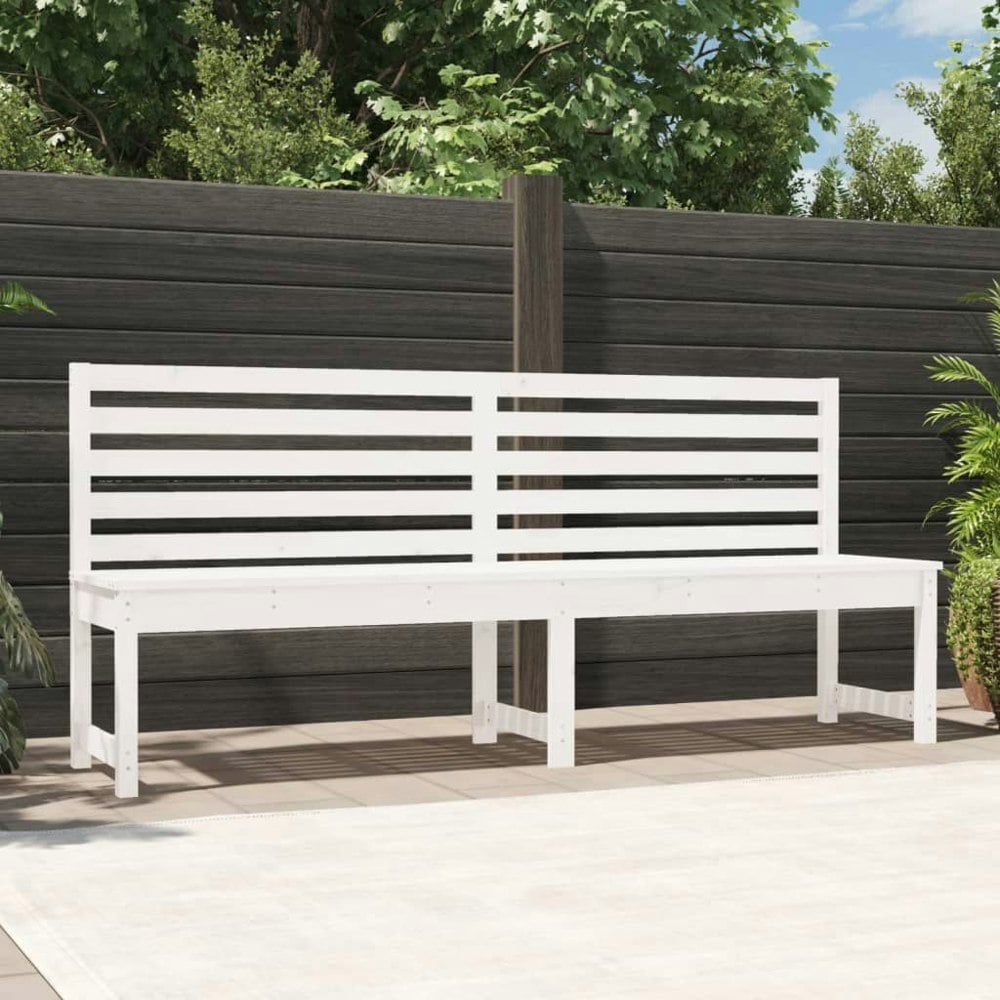 Berkfield Garden Bench White 201.5 cm Solid Wood Pine