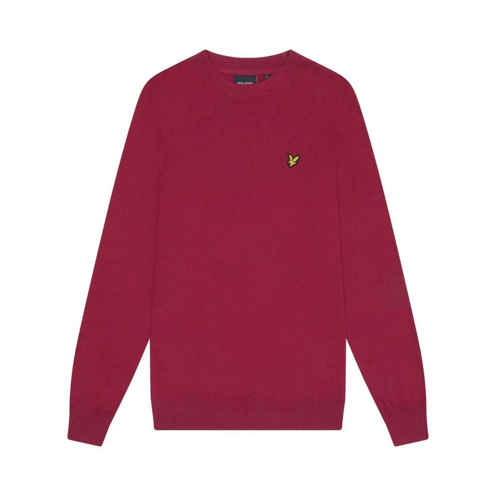 Lyle & Scott Mens Cotton Merino Crew Neck Jumper - Rich Burgundy