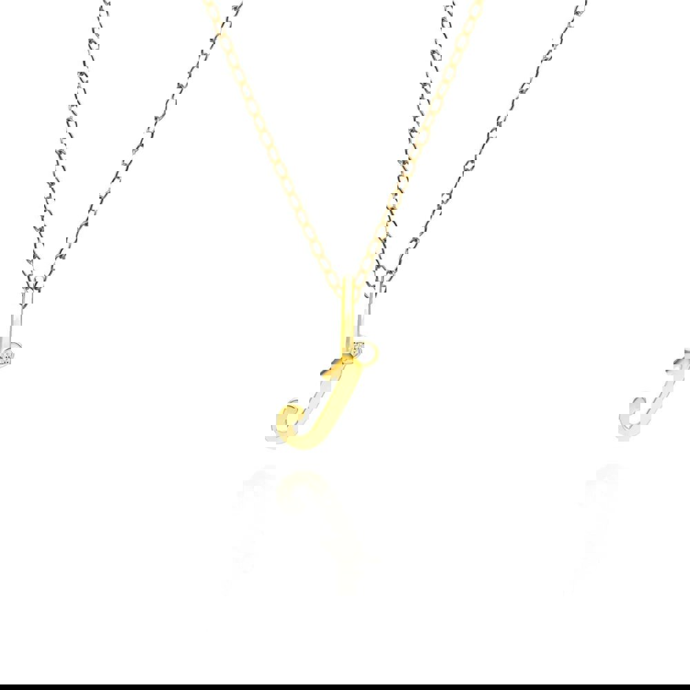 191P0781019 Alphabet Letter J Diamond pendant in 9ct Yellow Gold Front