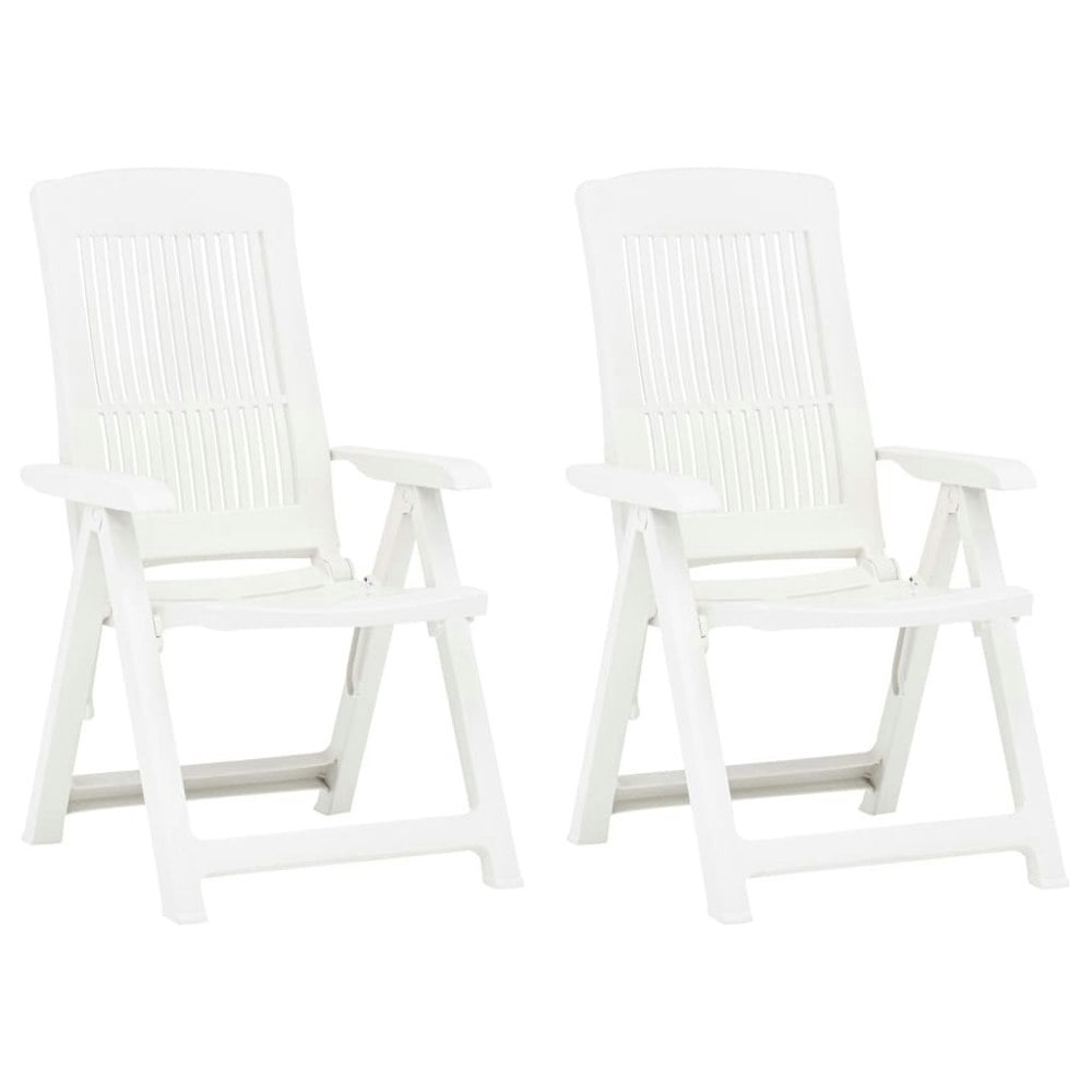 Berkfield Garden Reclining Chairs 2 pcs Plastic White
