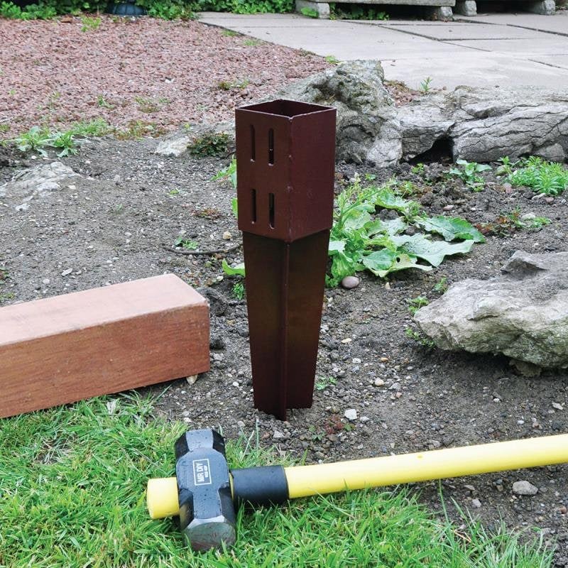 Samuel Alexander 75mm x 75mm (3" x 3") Metal Garden Fence Post Holder & Spike