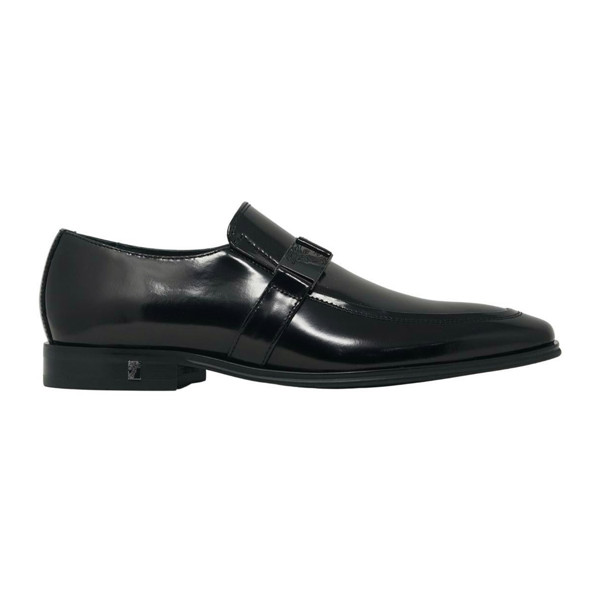 Versace Collection Buckle Logo Leather Black Shoes