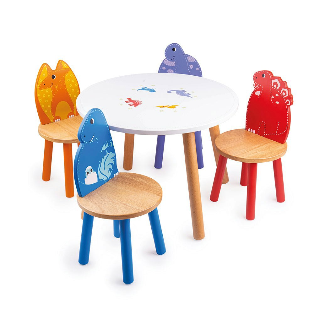 Tidlo Wooden Dinosaur Furniture Bundle Complete With Table and 4 Chairs