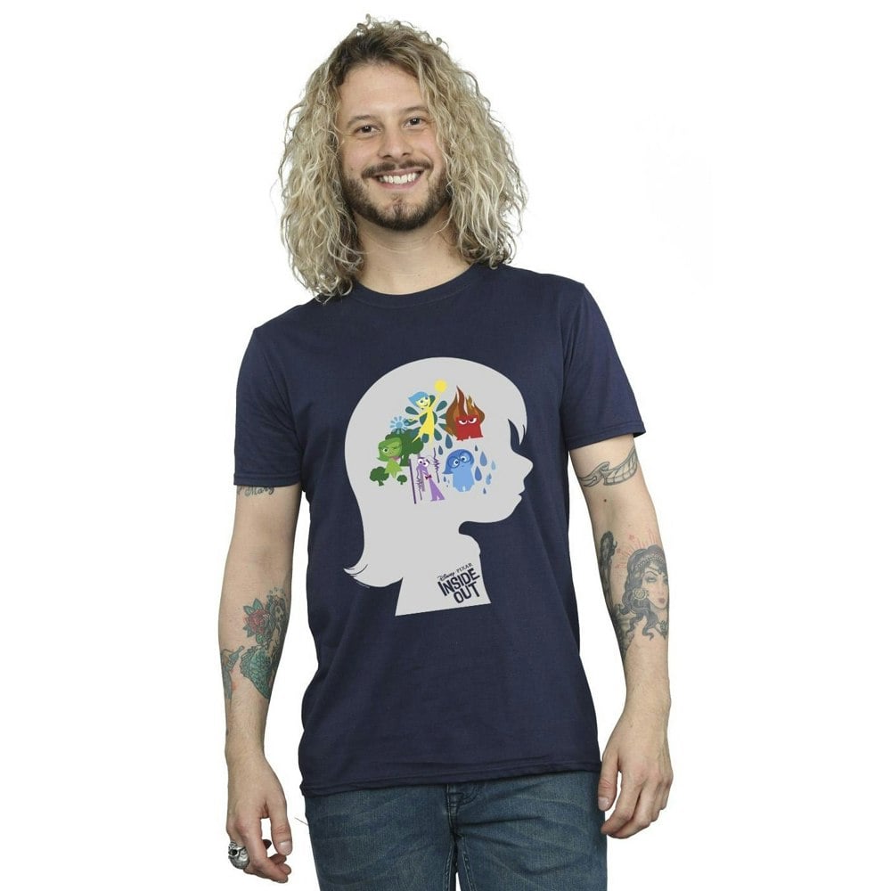 Disney Mens Inside Out Head Silhouette T-Shirt - Navy Blue