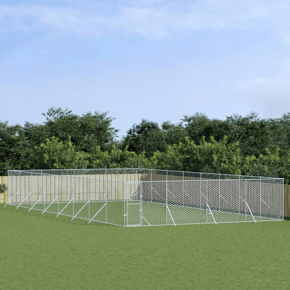 Berkfield Outdoor Dog Kennel Silver 8x16x2 m Galvanised Steel