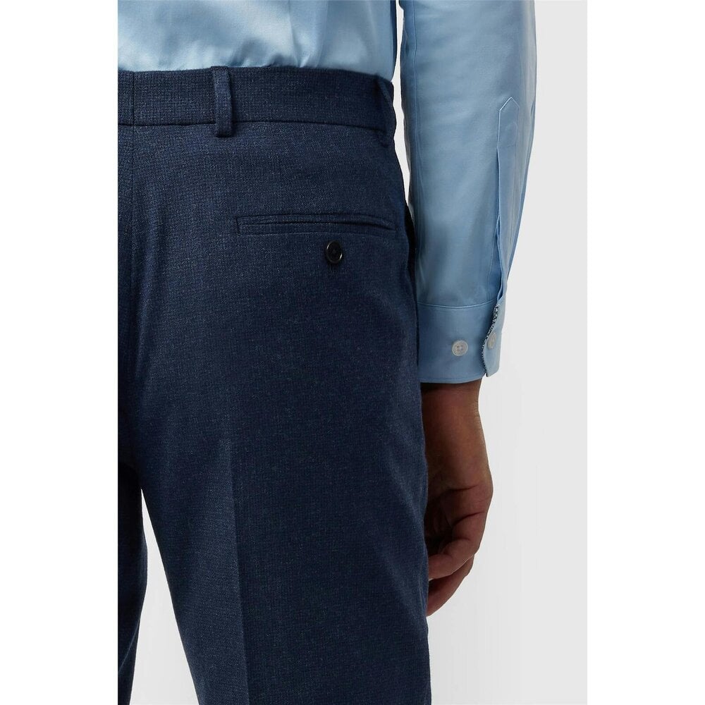 Ted Baker Tailored Fit Navy Texture Puppytooth Trousers