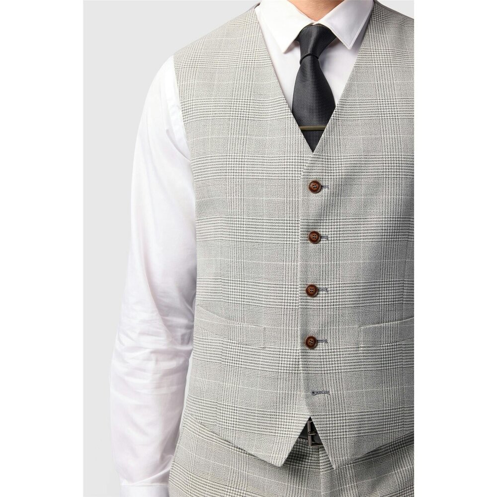 Antique Rogue Slim Fit Astor Monochrome Check Waistcoat