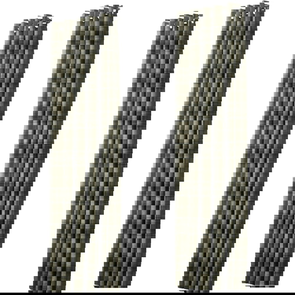 Riva Home Aviemore Checked Pattern Ringtop Curtains - Natural