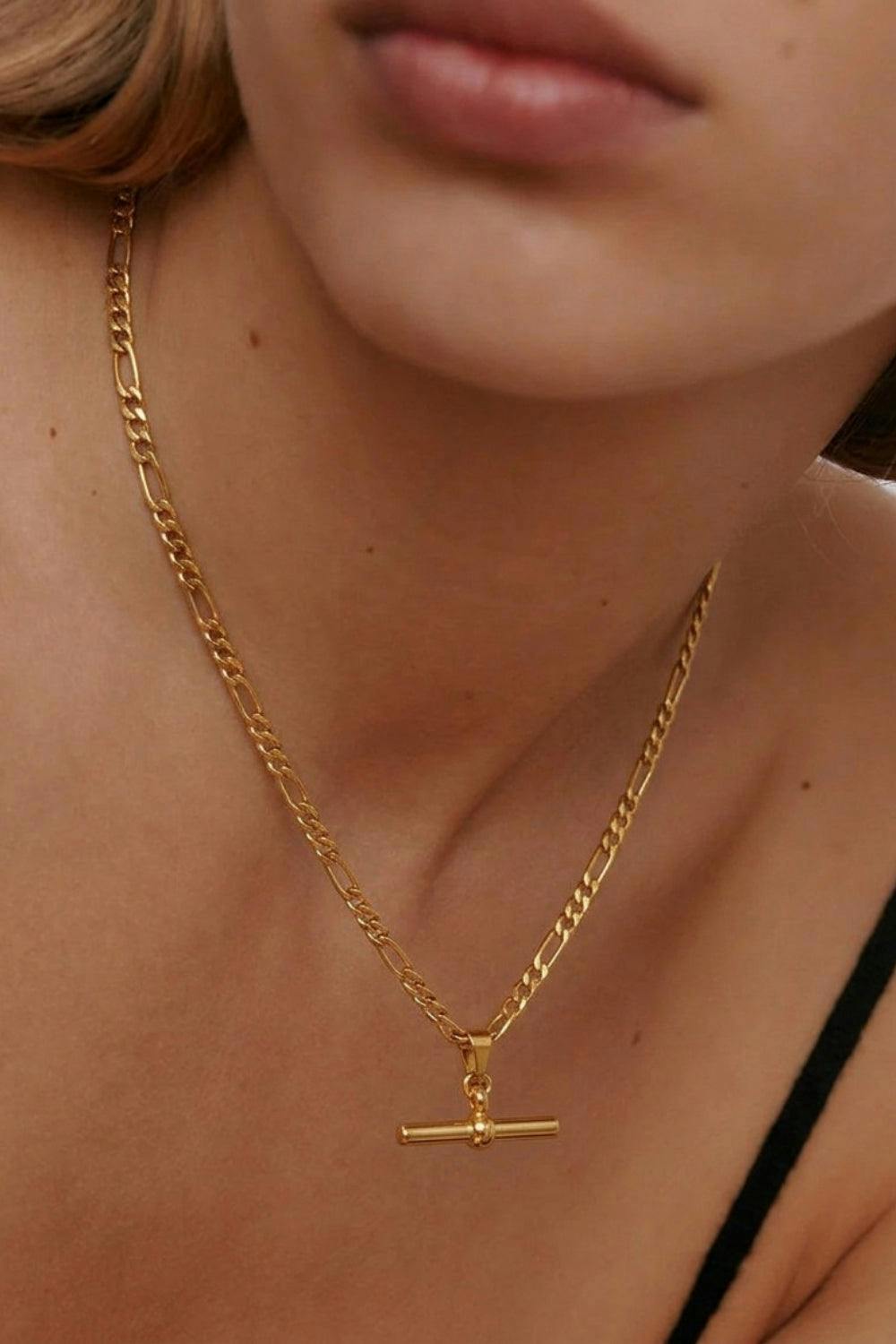 Serla 18K Gold Plated T-Bar Necklace