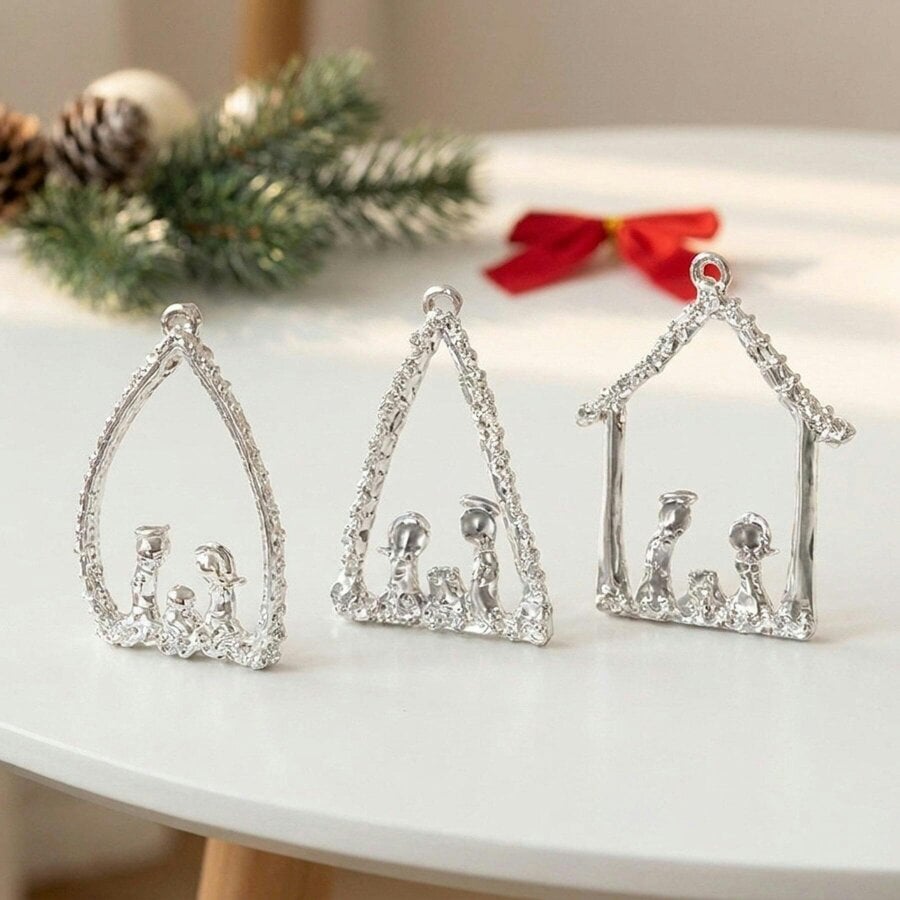 Garden Greatness Glass Nativity Scene Hanging Decorations Set