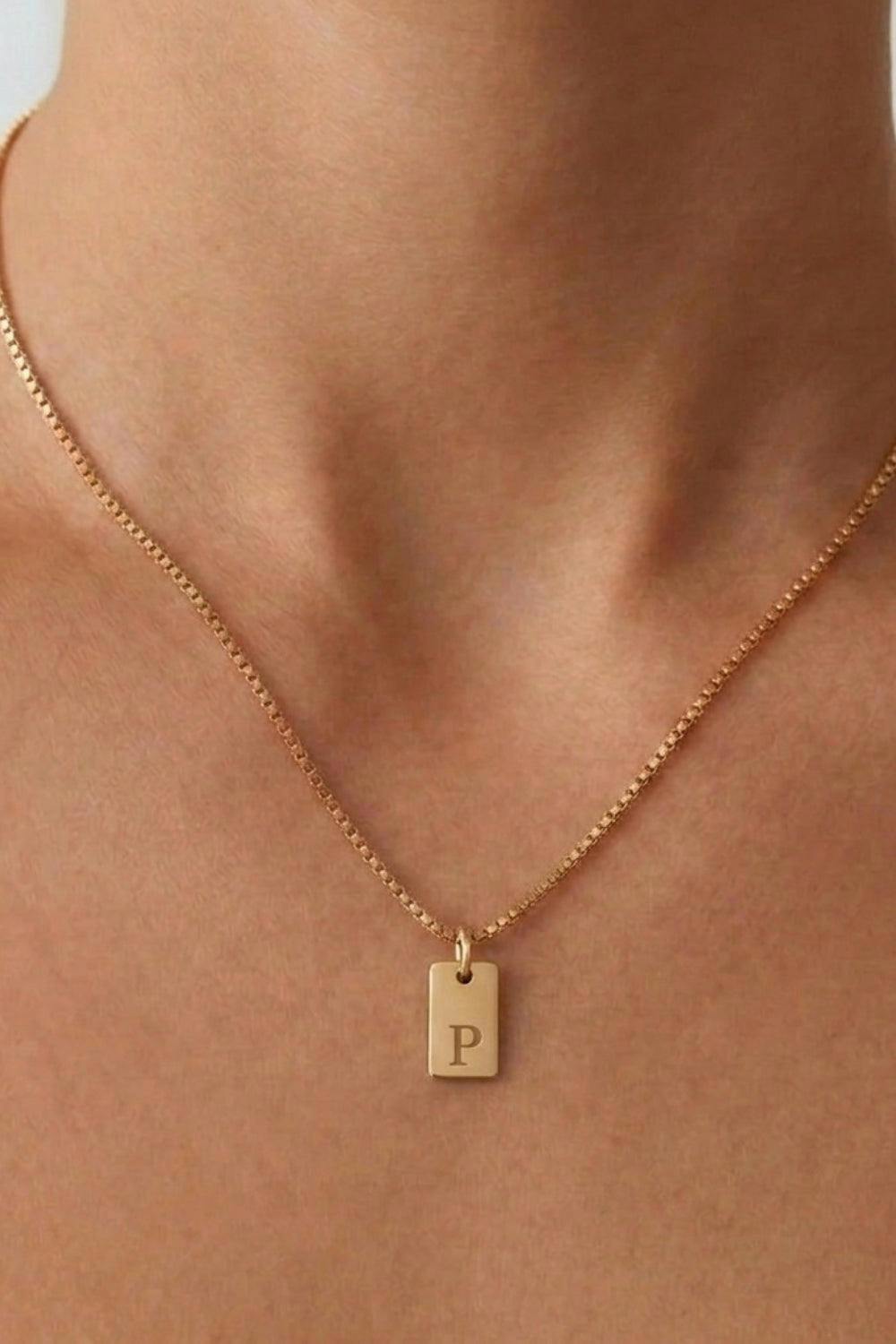 Serla Initial Pendant Gold Plated Necklace Letter P