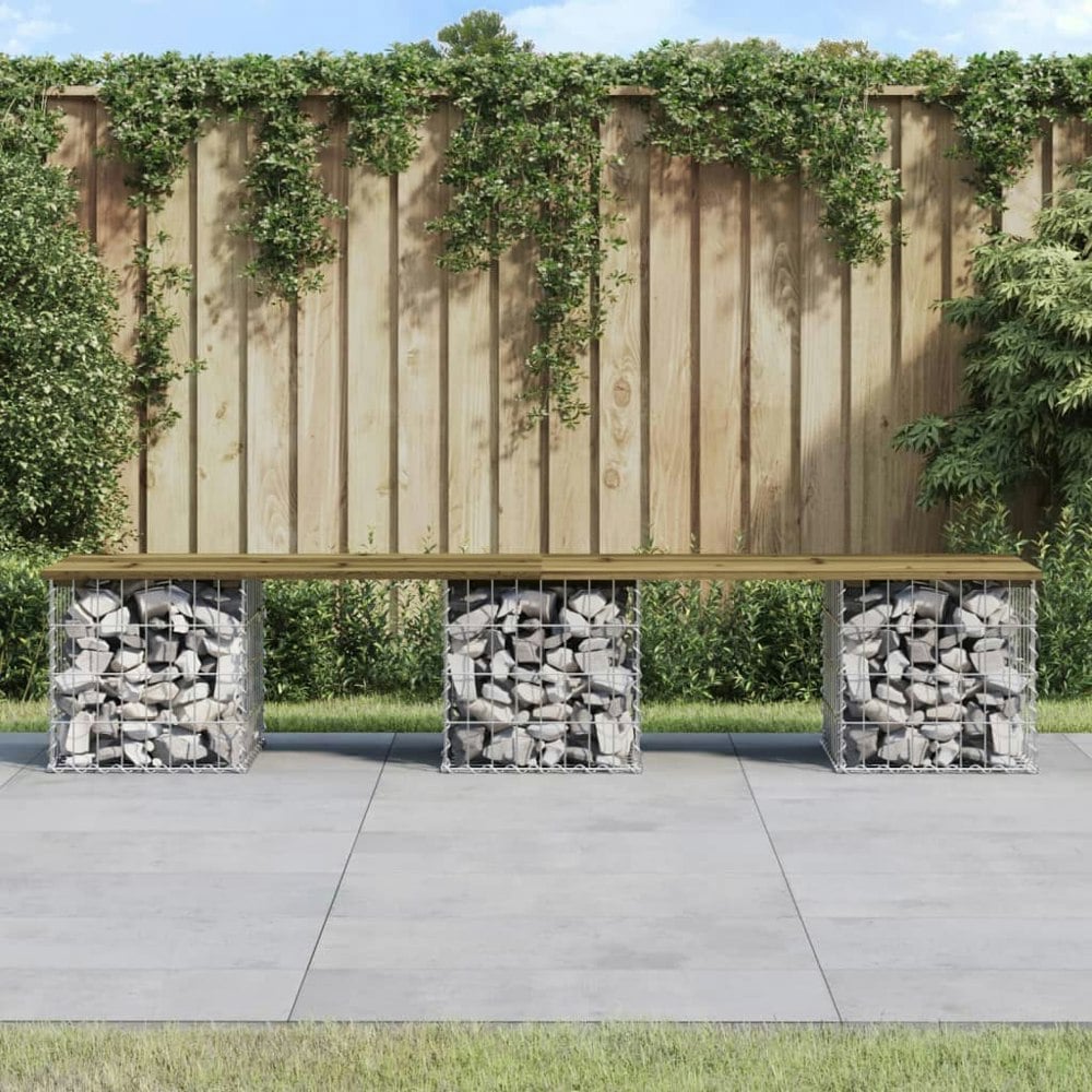 Berkfield Garden Bench Gabion Design 203x44x42 cm Impregnated Wood Pine