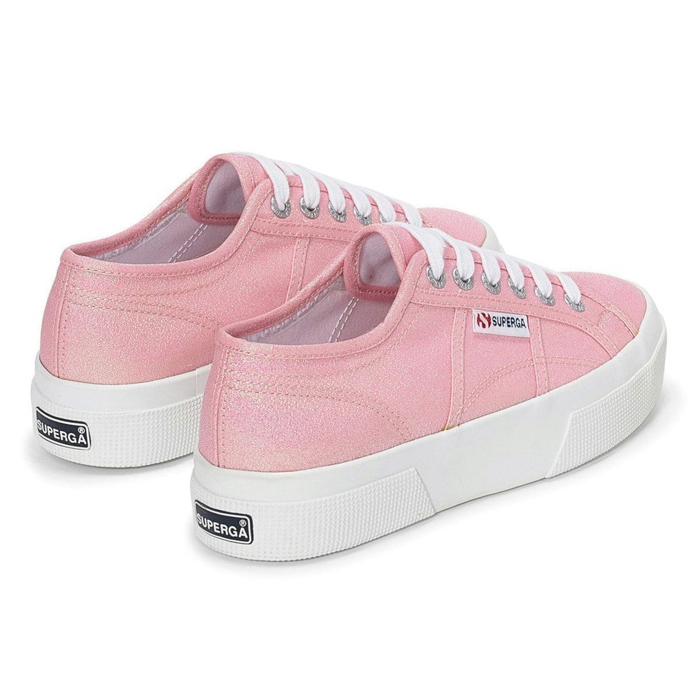 Superga Womens 2740 Lame Platform Trainers - Pink Begonia Iridescent
