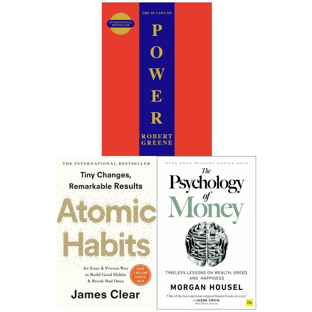 The 48 Laws Of Power, Atomic Habits and The Psychology of Money 3 Book Set