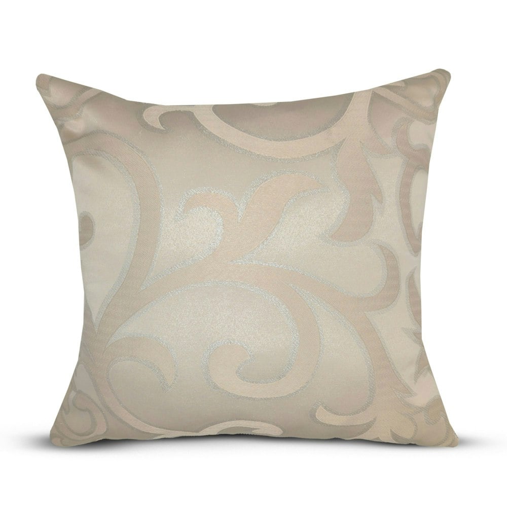 Sweet Dreams Metallic Thread Detail Luxury Jacquard Scroll Cushion - 43cm x 43cm