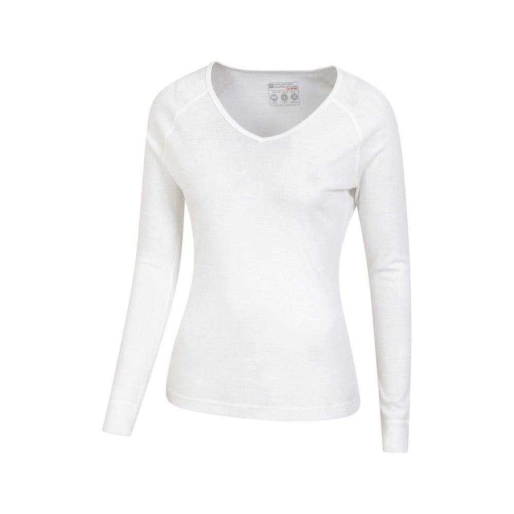 Mountain Warehouse Women's Merino Wool V Neck Top - White